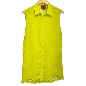 I. Madeline Lemon 🍋 Green Blouson Mini Sleeveless Dress Size Small